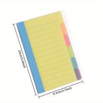 1Pc Divider Sticky Notes, Tabbed Self-Stick Lined Note Pad, 60 Ruled Notes, Assorted Neon Colors Index Sticky Notes geltona