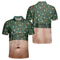 Men's Casual Short Sleeve Polo Shirt Loose Fit Beer Festival Print Breathable Lightweight Summer Top XXL