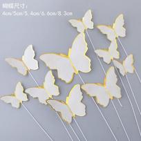 10pcs Gold Butterfly Cake Decorations Happy Birthday Acrylic Cake Topper Simulation Butterflies Wedding Party Decor Cake Topper