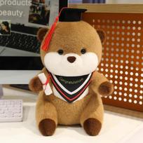 Cute Dr. Otter Doll Plush Toy Dr. Hat Otter Doll Student Graduation Season Muppet Doll 25cm（0.22kg） raudona