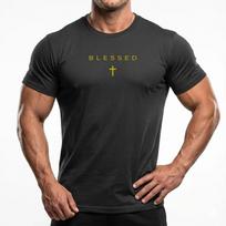 Palaiminti krikščioniški marškinėliai Kryžius Minimalistiniai tikėjimo marškinėliai Juodi marškinėliai 3XL black