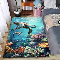 Sea Turtle Underwater Coral Reef Themed Area Rug for Home Decor Suitable for use as an anti-slip for living room bedroom sofas 40x60cm( 15x23in )