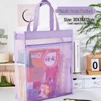 Transparent Mesh Student Handbag for Tutoring & Books levandų violetinė spalva