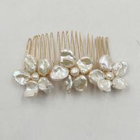 Bobby 24K Gold Plated Hair Comb New Handmade AAA High Quality Keshi Baroque Natural Freshwater Pearl Hair Jewelry Wedding