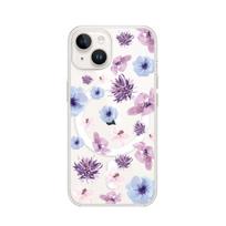 Etui Do Iphone 13 Mini Z Magsafe Przeźroczyste, Silikonowe Flexi, Kwiatki Niebieskie, Fioletowe