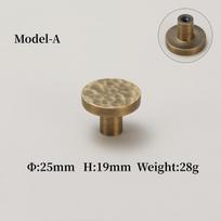 Hand Hammered Mid-Century Brass Pull, Antique Brushed Finish Single Hole Handle for Wardrobe & Cabinet Doors Brass