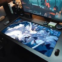 Gaming Mouse Pad Large Desk Mat Antislip Stitched Edges Pink Anime Girl Print Keyboard Pad for Gamer Home Office (as the picture,300x800x2mm)