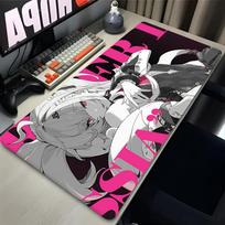 Stitched Edges Gaming Mouse Pad Eyecatching Pink and White Anime Girl Duo Art Print Nonslip Desk Mat for PC Gamer 300x800x2mm