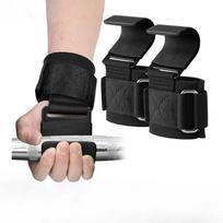 1pair Weight Lifting Hook Grips With Wrist Wraps Hand-bar Wrist Strap Gym Fitness Hook Weight Strap Pull-ups Power Lifting Gloves juoda