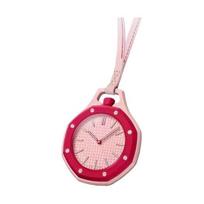 Colorful Octagonal Pocket Watch, Mechanical Quartz Analog Watch, Hollow Case Necklace Watch with Faux Leather Strap for Men Women raudona