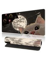 Large Gaming Mouse Pad Cute Cat with Moon Desk Mat Nonslip Rubber Base Stitched Edge Keyboard Pads PC Tablet for Office Decor SBD400x800x2mm