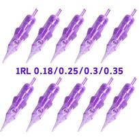 10 pak (10 vnt) Tatuiruočių adatų kasetės - Vienos/Trijų strypų 0,18/0,25/0,30/0,35 mm PMU Microblading, SMP, Antakių ir Lūpų tatuiruočių aparatui 1RL 0.35mm purple