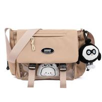 Fashionable Versatile Messenger Bag Cute School Ita Bga Multi Functional Large Capacity Shoulder Bag chaki