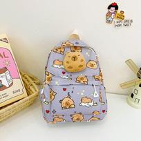 Cute Cartoon Capybara Backpack Plush Large Capacity School Bags Simple Pattern Book Bag Kawaii GirlSchool Backpack Mochila Mujer pilka spalva