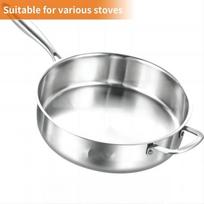 2026 Multipurpose Use 3-ply Stainless Steel Saute Pan Fryer Deep Fry Pan with Stainless Steel Lid Use on Induction Stove