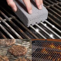 1 vnt. BBQ grotelių valymo šepetys, plytų blokelis, kepsninės valymo akmuo, pemzos plyta, grotelių valymo įrankiai lauko virtuvei pilka spalva