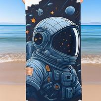 Space Astronaut Beach Towel Patterned Sunscreen And Windproof Suitable For Swimming Pool Camping Travel Blanket 70x180cm&1pc gray