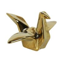 Geometric Origami Cranes Figurine, Modern Cranes Sculpture, Minimalist Shelf Accent, Nordic Creative Cranes Sculpture for Desk Bookshelf auksinė