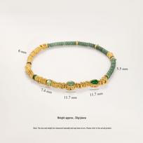 24K Gold-Plated Natural Jade Double-Layer Bracelet - Retro Design, Long-Lasting, No Fading.