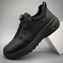 Men's Cowhide Casual Sports Shoes - Soft Sole, Non-slip, Outdoor Leather Hiking Size 41 juoda