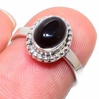 Natural Black Onex Gemstone Handmade 925 Solid Sterling Silver Ring Size 6 F1K83