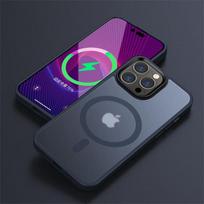Prabangus magnetinis Magsafe belaidžio įkrovimo telefono dėklas, skirtas iPhone 14 13 12 11 Pro Max Plus skaidrus matinis smūgiams atsparus dangtelis For iPhone 11 tamsiai mėlyna spalva