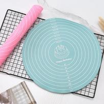Silikoninis neslystantis apvalus tešlos minkymo kilimėlis Peacock Blue Round Silicone Mat