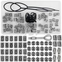 Comprehensive 66pcs Alloy Jewelry Hair Styling Decoration Set Runes Patterns Adding Charm Delicate Costume Adornments 1 sidabras