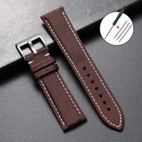 22mm 24mm Sailcloth Watch Strap Waterproof Nylon Leather Watch Band for Seiko for Omega Sports Wristband Handmade Stitching Belt 22mm