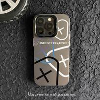 Trendy Designer PC Phone Case for iPhone 7 8 XR XS 11 12 13 14 Mini 15 16 Plus Pro Max-Coque Gertrude with Stylish Hulls iP 16 juoda