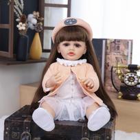 KEIUMI Reborn Baby Girl 55 cm Bathe Silicone Vinyl Newborn Baby Dolls Early Educational Toy Children Birthday Gift 22 inch
