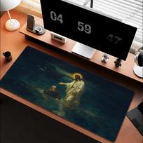 XXL Jesus and Cross Gaming Mouse Pad Large NonSlip Rubber Base Desk Mat Office Believer Gift Religious Art Design Keyboard Pad 800x400x2mm