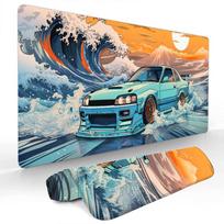 Blue waves and sports car large Mouse Pad Gaming mats NonSlip Desk Mat mouse carpet with Stitched Edge HD printing Office mat 300x800x2mm orange