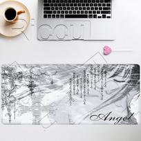 Black White Mousepad Anime Aesthetics Angel Mouse Pad Office PC Keyboard Office Accessories ESports Carpet HD printing Desk Mat 300x800x2mm