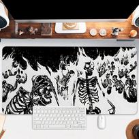 Large Gaming Mouse Pad Black White Horror Skeleton Rubber Desk Mat NonSlip Extended Computer Keyboard Office Home Accessories 400x800x2MM