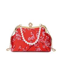 New Silk Beading CHAINS Flowers Crossbody Bags 2026 High Quality National Style Bags Exquisite Light Luxury Women's Handbags mėlyna