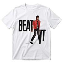 Michael Jackson Beat It Raudonas Švarkas Grafinis Baltas Marškinėliai S