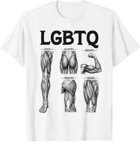 LGBTQ kojos sėdmenys bicepsas tricepsas keturgalviai raumenys sporto salės mėgėjo treniruočių marškinėliai S gray