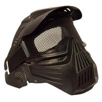 Taktinė Airsoft Pro viso veido kaukė su apsauginiais metalinio tinklelio akiniais juoda