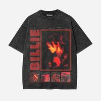 BILLIE EILISH American Trendy Vintage Washed Graphic Print T-shirts Men Women Tops Oversized Cotton Short Sleeves Oversized Tees Daily Wear Cool Top L
