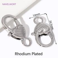 18K Gold Plated Brass Heart Shape Big Lobster Clasps With Closed Ring,Clasps For Bracelet,For Jewelry Making DIY Accessories 5 pieces