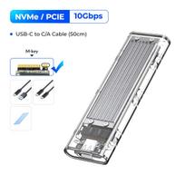 ORICO M2 SSD Case NVME SSD Enclosure Tool Free 10Gbps M2 to USB TypeC Transparent External Adapter Storage bag Support UASP Trim NVME - 10Gbps Silver