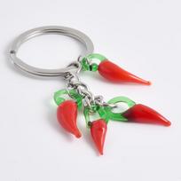 Waterproof No Fade Stainless Steel Pepper/Chilli Keychain Food Pendant Hang Keyrings For Women Men Handbag Backpack Jewelry Gift