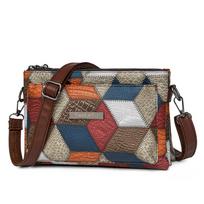 Luxury PU Leather Women's Shoulder Crossbody Bags High Quality Women Handbag Patchwork National Style Female Messenger Tote Sac mėlyna