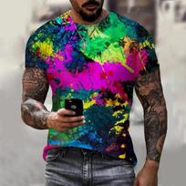 Vasaros Mada Muzika Menas Spalva Neoninis Grafiti 3D Marškinėliai Vyrams Moterims Hip Hop Laisvalaikio Gatvės Drabužiai Per dydį Marškinėliai Šaunūs Viršutiniai Drabužiai Marškinėliai L