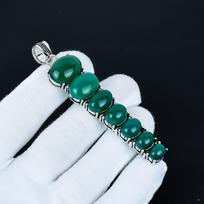Green Onyx Pendant, 925 Sterling Silver Pendant, Handmade Pendant, Antique Pendant, Green Onyx Gemstone Pendant, Valentine's Day Gift 3.14" žalia