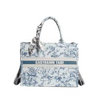 Portable tote bag women's new letter printing shoulder large bag versatile casual messenger bag Small mėlyna