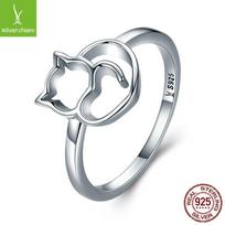 S925 Sterling Silver Cat Animal Ring Personalized Diy Ladies Ring Ring 6