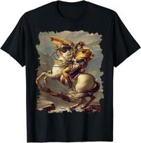 NEW LIMITED Napoleon Crossing the Alps Famous History painting T-Shirt Unisex T-Shirt XXXXL gray