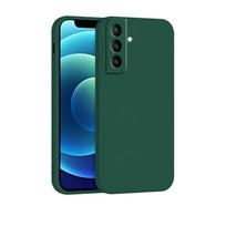 Fnchoice for Samsung for Galaxy S25/S24/S23 Ultra/S22 Plus PC TPU Liquid Silicone Shockproof Mobile Phone Case Pure Color For Samsung S24 tamsiai žalia spalva